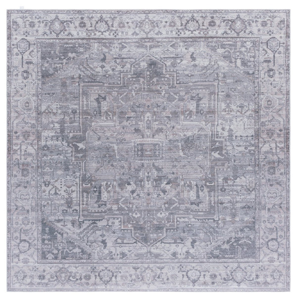 Safavieh Tucson Area Rug Runner - Elegant Power Loomed Design For Hallways, Washable & Slip Resistant Comfort Grey ,Light Grey Polyester Pile Tsn232f-6sq