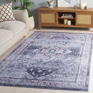Safavieh Tucson Elegant Area Rug - Traditional Design In Soothing Colors, Washable & Slip Resistant Safety Grey ,Light Purple Polyester Pile Tsn233f-9