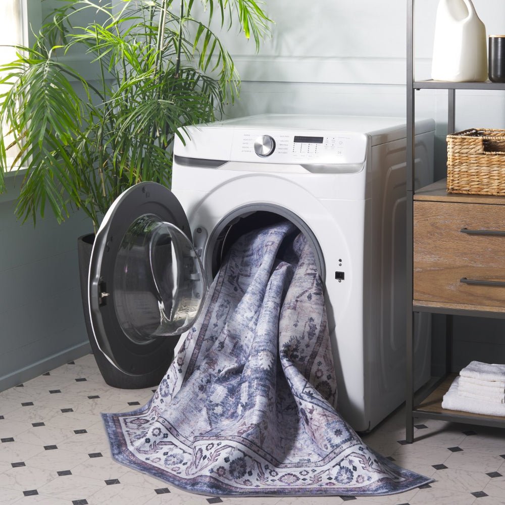 Safavieh Tucson Elegant Area Rug - Traditional Design In Soothing Colors, Washable & Slip Resistant Safety Grey ,Light Purple Polyester Pile Tsn233f-9