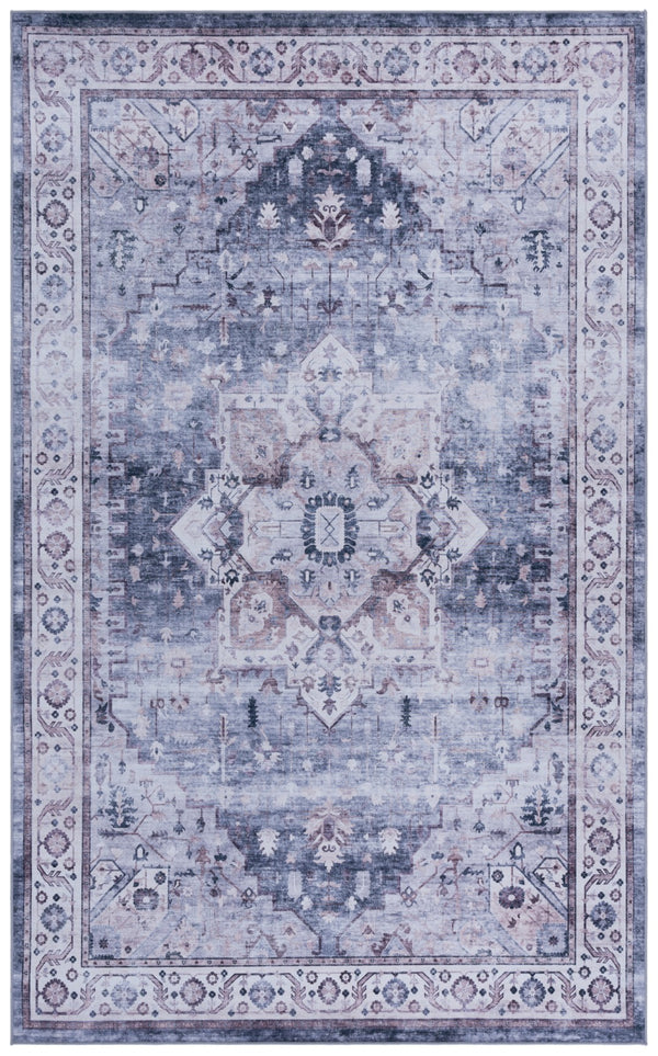 Safavieh Tucson Elegant Area Rug - Traditional Design In Soothing Colors, Washable & Slip Resistant Safety Grey ,Light Purple Polyester Pile Tsn233f-9