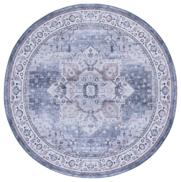 Safavieh Tucson Elegant Area Rug - Traditional Design In Soothing Colors, Washable & Slip Resistant Safety Grey ,Light Purple Polyester Pile Tsn233f-9