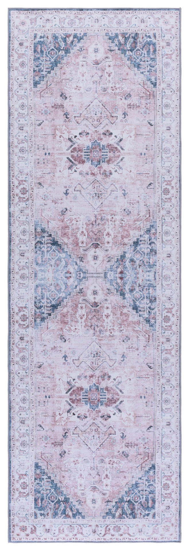 Safavieh Tucson Area Rug: Elegant Polyester Design, Washable & Slip-resistant For Cozy Living Spaces Light Pink ,Blue Polyester Pile Tsn234u-6