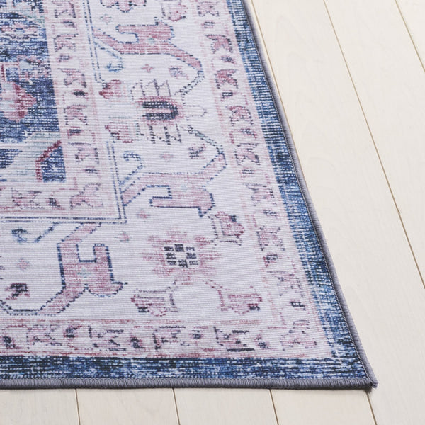 Safavieh Tucson Elegant Runner Rug For Hallways - Soft Durable Polyester, Traditional Style, Washable Safety Light Pink ,Blue Polyester Pile Tsn234u-5