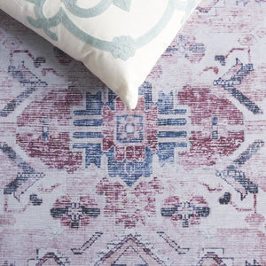 Safavieh Tucson Elegant Runner Rug For Hallways - Soft Durable Polyester, Traditional Style, Washable Safety Light Pink ,Blue Polyester Pile Tsn234u-5