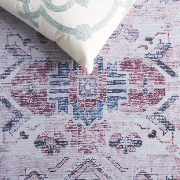 Safavieh Tucson Elegant Runner Rug For Hallways - Soft Durable Polyester, Traditional Style, Washable Safety Light Pink ,Blue Polyester Pile Tsn234u-5