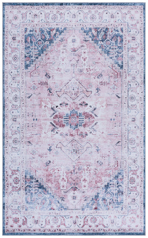 Safavieh Tucson Elegant Runner Rug For Hallways - Soft Durable Polyester, Traditional Style, Washable Safety Light Pink ,Blue Polyester Pile Tsn234u-5