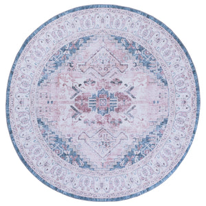 Safavieh Tucson Elegant Runner Rug For Hallways - Soft Durable Polyester, Traditional Style, Washable Safety Light Pink ,Blue Polyester Pile Tsn234u-6r