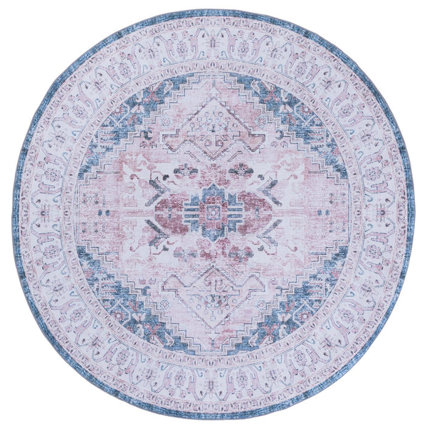 Safavieh Tucson Elegant Runner Rug For Hallways - Soft Durable Polyester, Traditional Style, Washable Safety Light Pink ,Blue Polyester Pile Tsn234u-6r