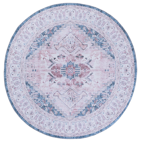 Safavieh Tucson Area Rug: Elegant Polyester Design, Washable & Slip-resistant For Cozy Living Spaces Light Pink ,Blue Polyester Pile Tsn234u-6