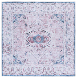 Safavieh Tucson Elegant Runner Rug For Hallways - Soft Durable Polyester, Traditional Style, Washable Safety Light Pink ,Blue Polyester Pile Tsn234u-6sq
