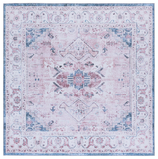 Safavieh Tucson Area Rug: Elegant Polyester Design, Washable & Slip-resistant For Cozy Living Spaces Light Pink ,Blue Polyester Pile Tsn234u-6
