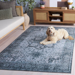 Safavieh Tucson Elegant Grey & Green Area Rug – Soft Polyester 5' X 8' For High Traffic Spaces, Washable Design Grey ,Grey Polyester Tsn237f-5