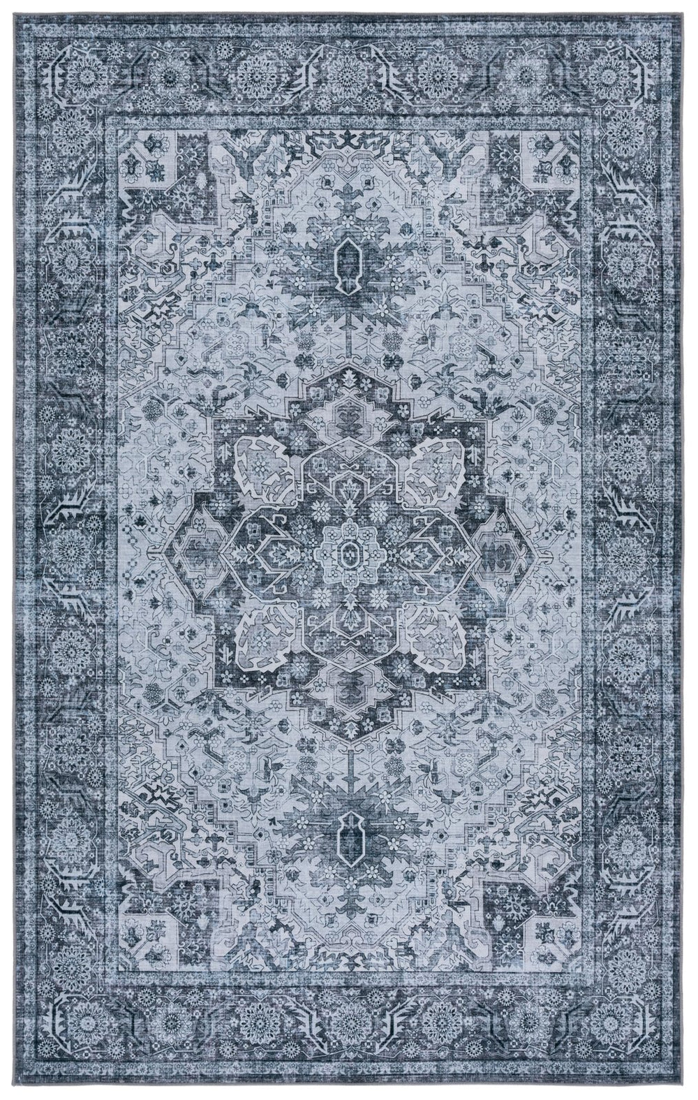 Safavieh Tucson Elegant Grey & Green Area Rug – Soft Polyester 5' X 8' For High Traffic Spaces, Washable Design Grey ,Grey Polyester Tsn237f-5