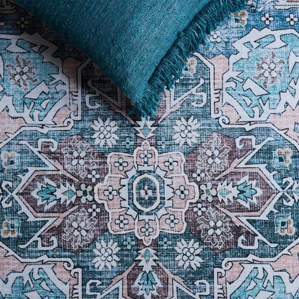Safavieh Tucson Power Loomed Polyester Area Rug - Washable, Slip-resistant Design For Elegant Living Spaces Copper ,Green Polyester Pile Tsn239t-6r