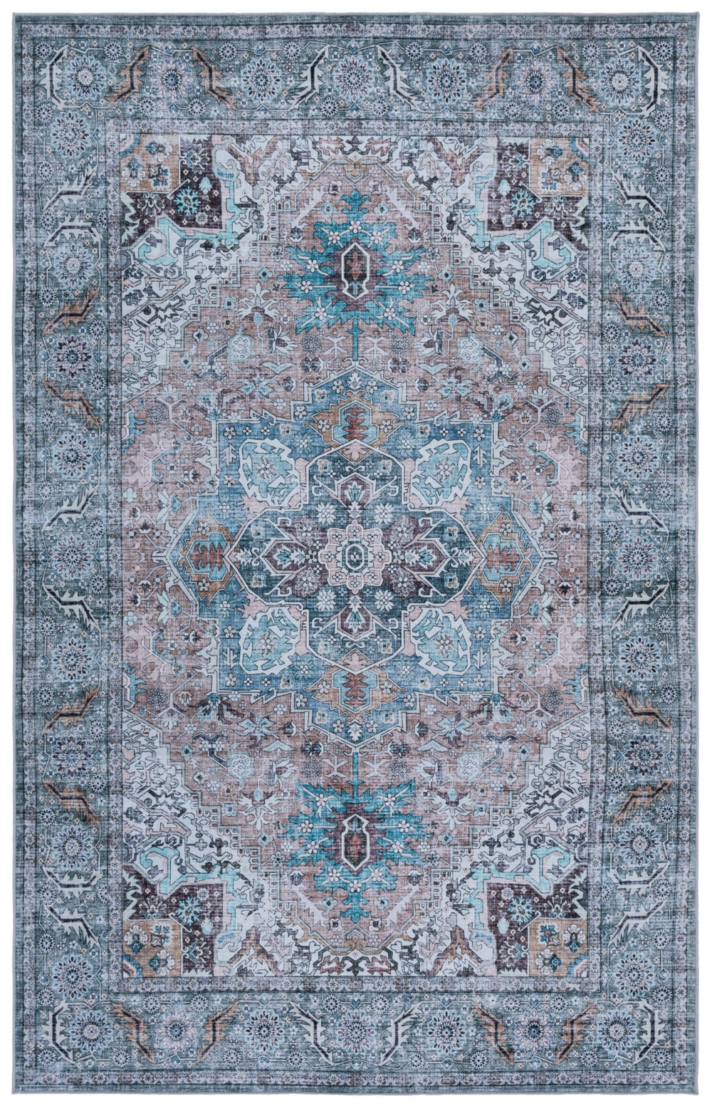 Safavieh Tucson Power Loomed Polyester Area Rug - Washable, Slip-resistant Design For Elegant Living Spaces Copper ,Green Polyester Pile Tsn239t-6r
