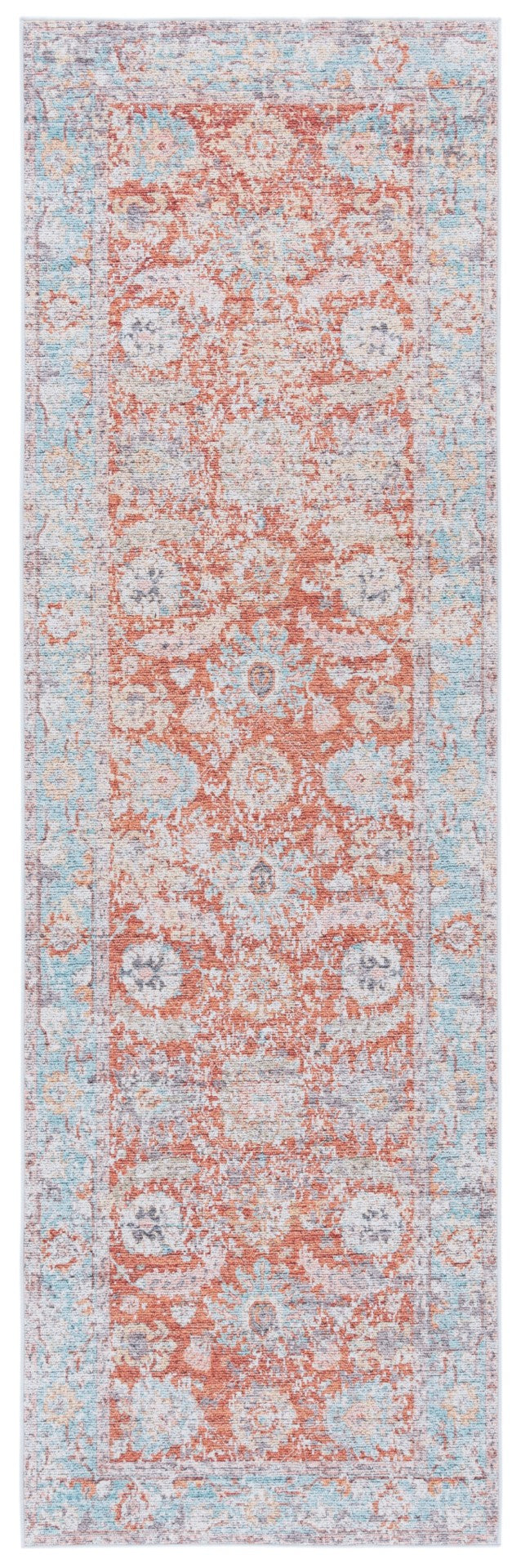Safavieh Tucson 908 Power Loomed Traditional Rug Turquoise / Rust 2'-6" x 8'