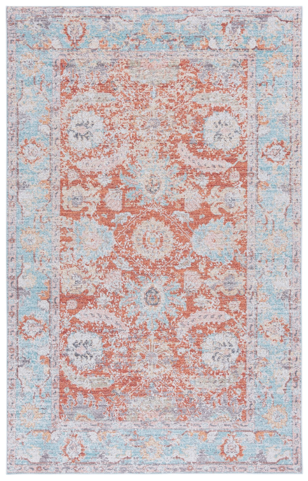 Safavieh Tucson 908 Power Loomed Traditional Rug Turquoise / Rust 2'-6" x 8'