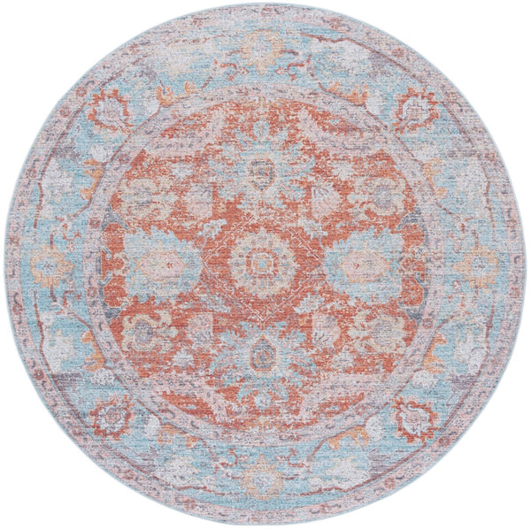 Safavieh Tucson 908 Power Loomed Traditional Rug Turquoise / Rust 6' x 6' Round