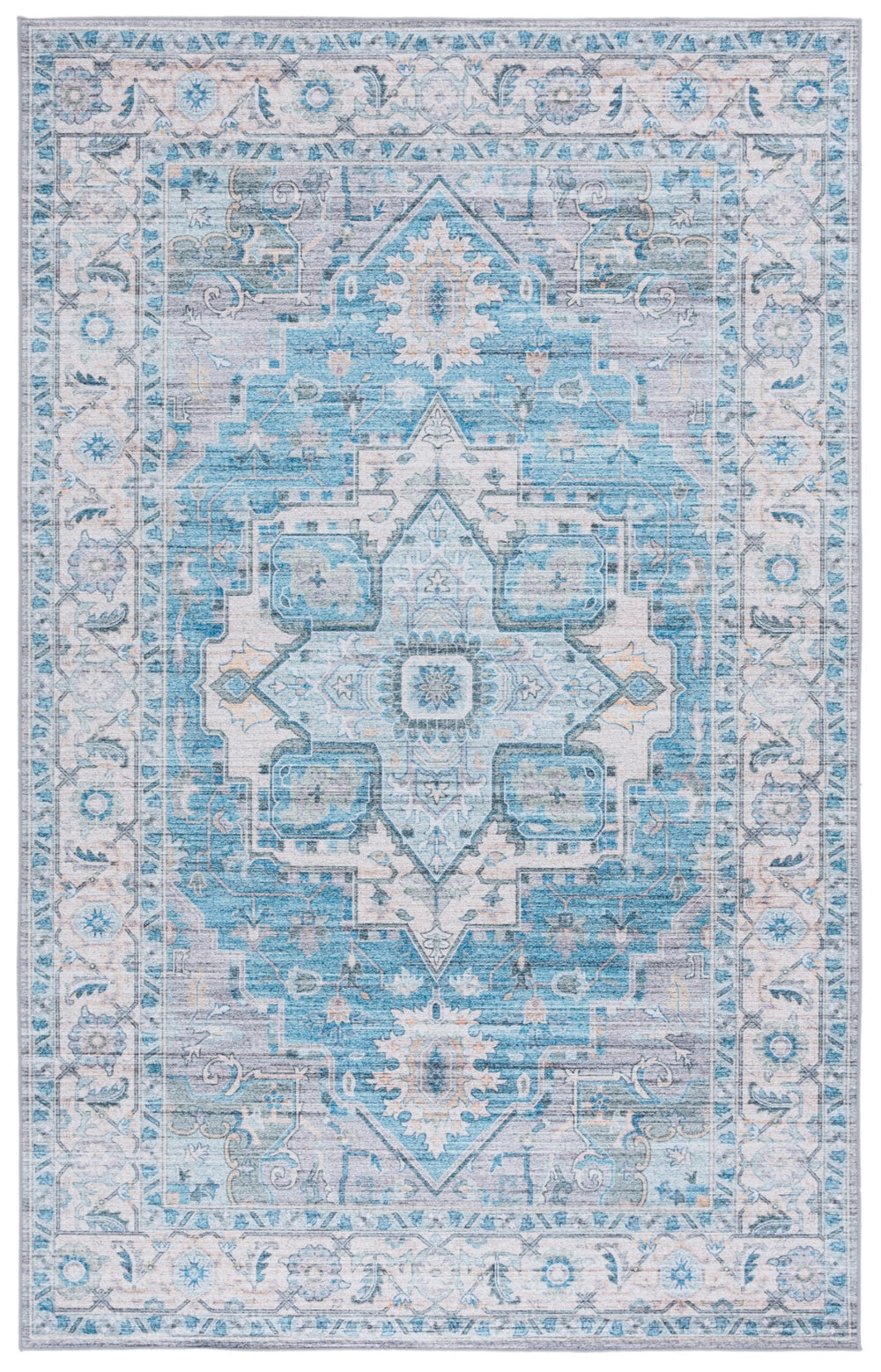 Safavieh Tucson 913 Power Loomed Traditional Rug Grey / Turquoise 9' x 12'