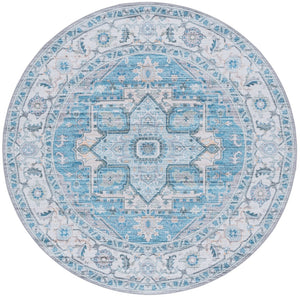 Safavieh Tucson 913 Power Loomed Traditional Rug Grey / Turquoise 6' x 6' Round