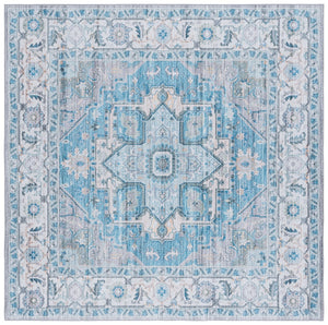 Safavieh Tucson 913 Power Loomed Traditional Rug Grey / Turquoise 6' x 6' Square