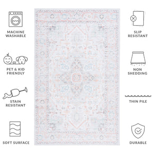 Safavieh Tucson 913 Power Loomed Traditional Rug Light Grey / Light Green 5' x 8'