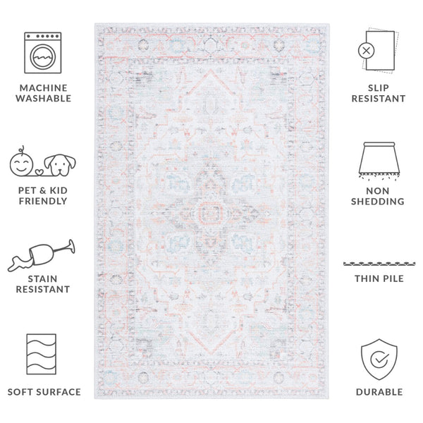 Safavieh Tucson 913 Power Loomed Traditional Rug Light Grey / Light Green 5' x 8'