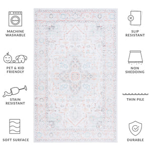 Safavieh Tucson Area Rug: Stylish Light Grey And Green Design, Soft Polyester Pile For Cozy Spaces Light Grey ,Light Green Polyester Pile Tsn913f-4r