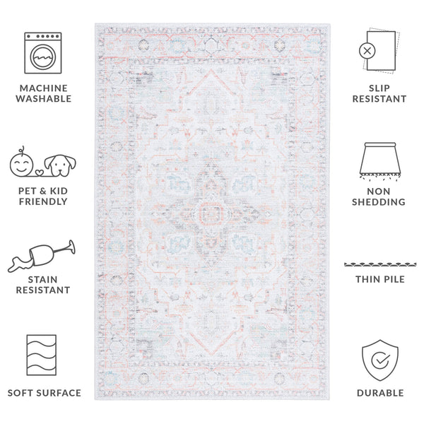 Safavieh Tucson Area Rug: Stylish Light Grey And Green Design, Soft Polyester Pile For Cozy Spaces Light Grey ,Light Green Polyester Pile Tsn913f-4r