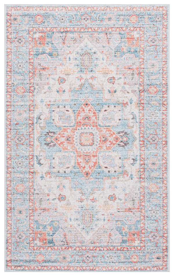 Safavieh Tucson Exquisite Traditional Rug With Plush Pile, Elegant Colors, Slip-resistant, Washable Design Turquoise ,Rust Polyester Pile Tsn913k-24