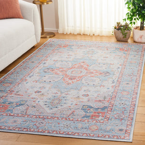 Safavieh Tucson Exquisite Traditional Rug With Plush Pile, Elegant Colors, Slip-resistant, Washable Design Turquoise ,Rust Polyester Pile Tsn913k-24