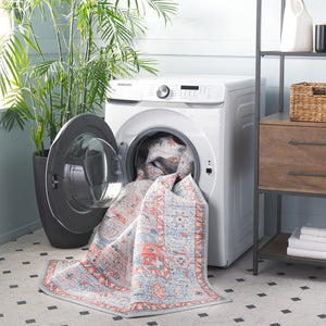 Safavieh Tucson Exquisite Traditional Rug With Plush Pile, Elegant Colors, Slip-resistant, Washable Design Turquoise ,Rust Polyester Pile Tsn913k-24