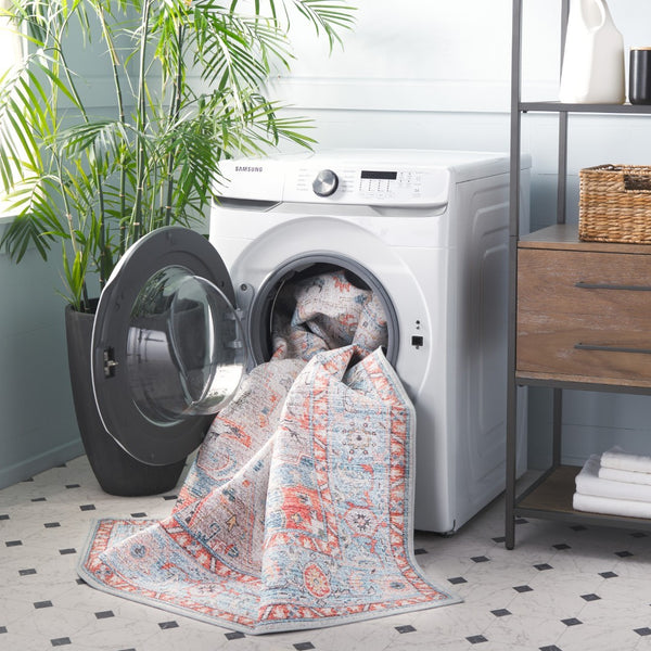 Safavieh Tucson Exquisite Traditional Rug With Plush Pile, Elegant Colors, Slip-resistant, Washable Design Turquoise ,Rust Polyester Pile Tsn913k-24