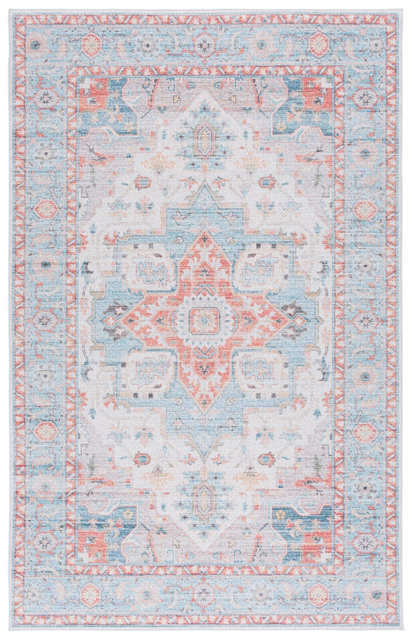 Safavieh Tucson Exquisite Traditional Rug With Plush Pile, Elegant Colors, Slip-resistant, Washable Design Turquoise ,Rust Polyester Pile Tsn913k-24