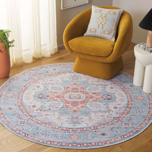 Safavieh Tucson Exquisite Traditional Rug With Plush Pile, Elegant Colors, Slip-resistant, Washable Design Turquoise ,Rust Polyester Pile Tsn913k-24