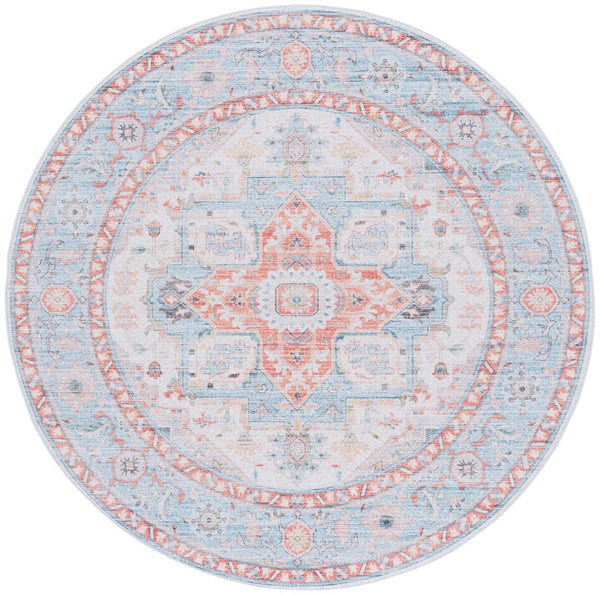 Safavieh Tucson Exquisite Traditional Rug With Plush Pile, Elegant Colors, Slip-resistant, Washable Design Turquoise ,Rust Polyester Pile Tsn913k-24