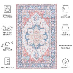 Safavieh Tucson 913 Power Loomed Traditional Rug Rust / Blue 5' x 8'