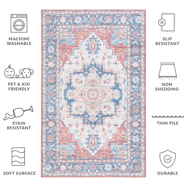 Safavieh Tucson 913 Power Loomed Traditional Rug Rust / Blue 5' x 8'