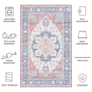 Safavieh Tucson Area Rug: Stylish Light Grey And Green Design, Soft Polyester Pile For Cozy Spaces Rust ,Blue Polyester Pile Tsn913q-8sq