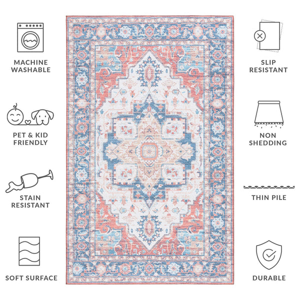 Safavieh Tucson Area Rug: Stylish Light Grey And Green Design, Soft Polyester Pile For Cozy Spaces Rust ,Blue Polyester Pile Tsn913q-8sq