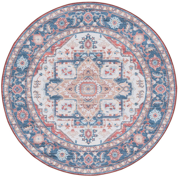 Safavieh Tucson 913 Power Loomed Traditional Rug Rust / Blue 6' x 6' Round