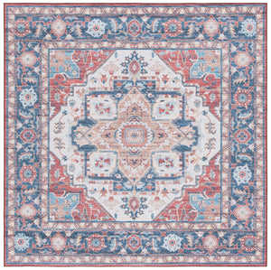 Safavieh Tucson Area Rug: Stylish Light Grey And Green Design, Soft Polyester Pile For Cozy Spaces Rust ,Blue Polyester Pile Tsn913q-8sq