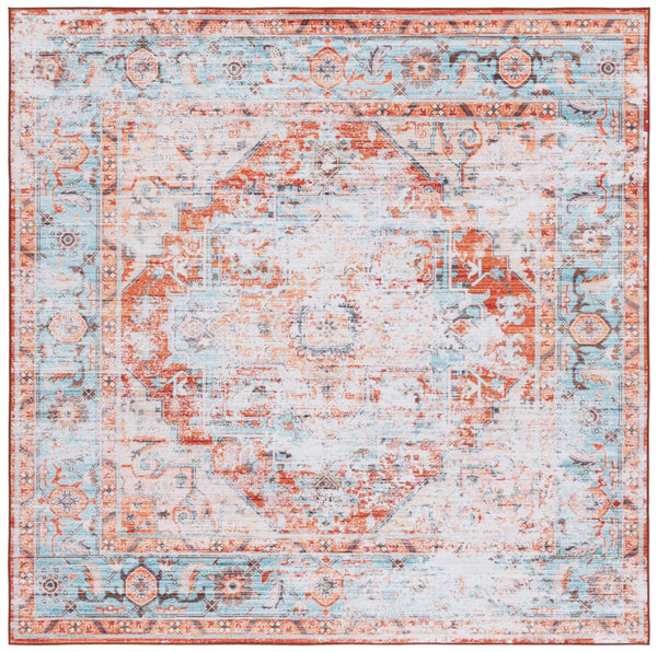 Safavieh Tucson 928 Power Loomed Traditional Rug Turquoise / Rust 6' x 6' Square