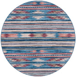 Safavieh Tucson 930 Power Loomed Bohemian Rug Blue / Rust 6' x 6' Round