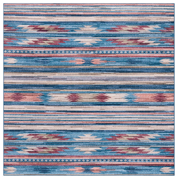 Safavieh Tucson 930 Power Loomed Bohemian Rug Blue / Rust 6' x 6' Square