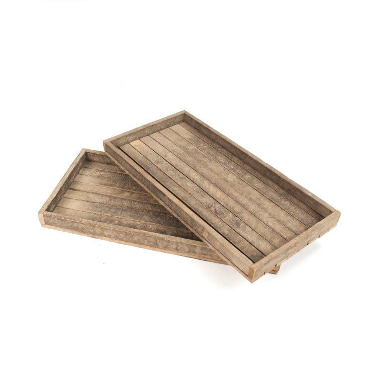 Zentique Rectangle Tray — Tobacco Stick Finish Centerpiece Tray W24 x D12 for Serving, Organizing & Decor (Made in USA) TS Board Rec