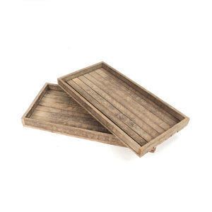 Zentique Rectangle Tray — Tobacco Stick Finish Centerpiece Tray W24 x D12 for Serving, Organizing & Decor (Made in USA) TS Board Rec