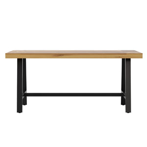 English Elm Rafe Commercial-Grade Acacia Wood Dining Table with Steel Base for Indoor/Outdoor Use, Seats 6 TT-TT01122-1A-NAT-GG