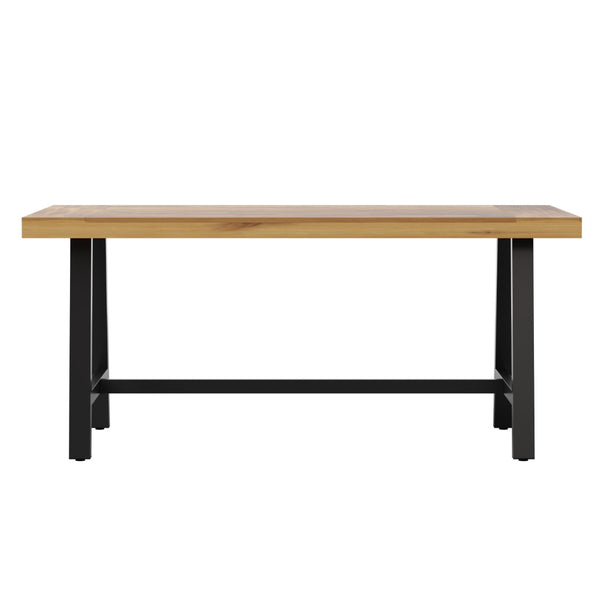 English Elm Rafe Commercial-Grade Acacia Wood Dining Table with Steel Base for Indoor/Outdoor Use, Seats 6 TT-TT01122-1A-NAT-GG