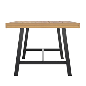English Elm Rafe Commercial-Grade Acacia Wood Dining Table with Steel Base for Indoor/Outdoor Use, Seats 6 TT-TT01122-1A-NAT-GG